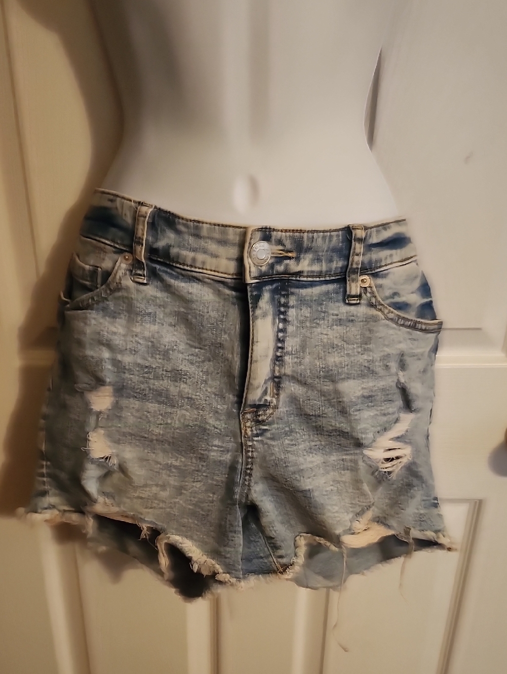 torrid Light Blue Distressed Denim Shorts